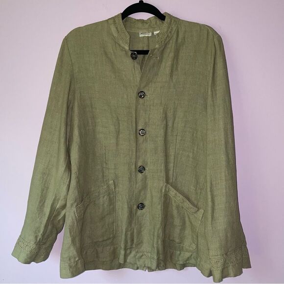 CP Shades Size M Sausalito Irish Linen Jacket Button Up Blazer Lagenlook - Picture 1 of 9